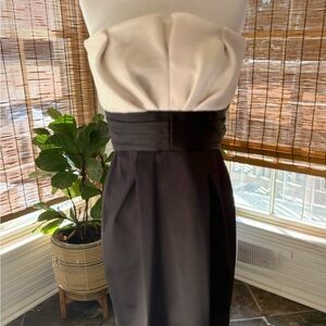 Max & Cleo Strapless Black and Cream Dress